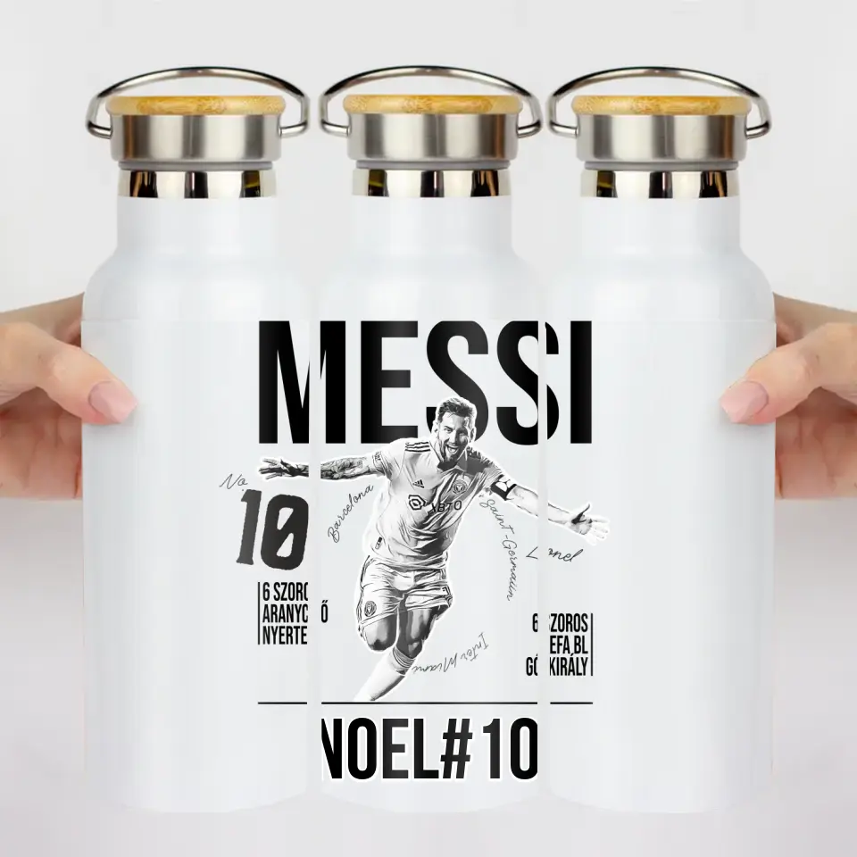 Személyre szabható Messi focis ajándék kulacs gyerekeknek
