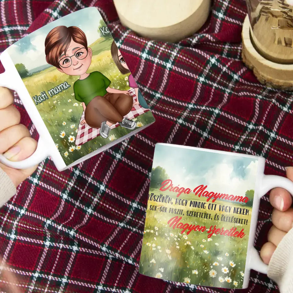 Drága Nagymama cuki karakteres egyedi anyák napi ajándék bögre nagymamáknak