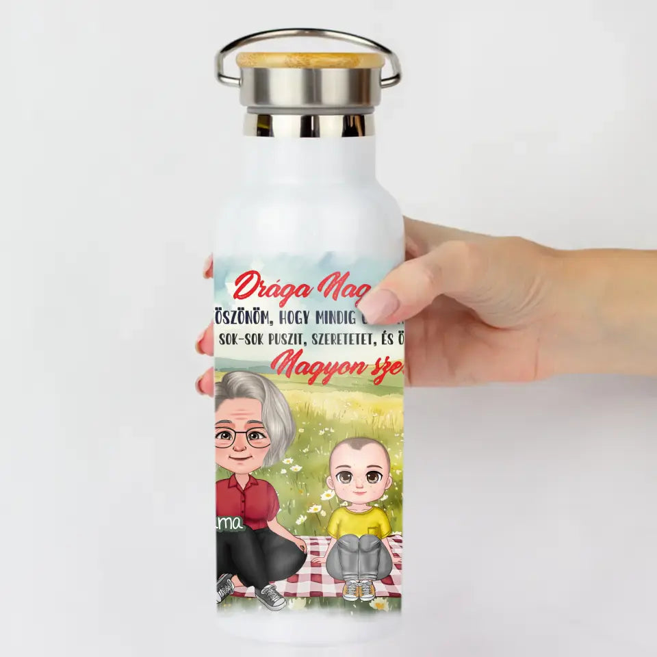 Drága Nagymama cuki karakteres egyedi anyák napi ajándék kulacs nagymamáknak
