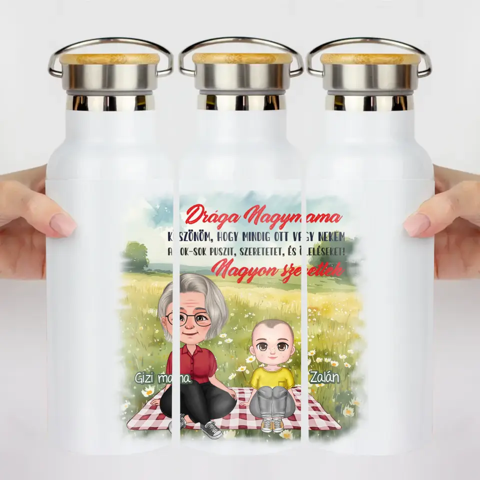Drága Nagymama cuki karakteres egyedi anyák napi ajándék kulacs nagymamáknak