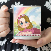 Szerkeszthető karakteres egyedi ajándék bögre kislányoknak saját névvel