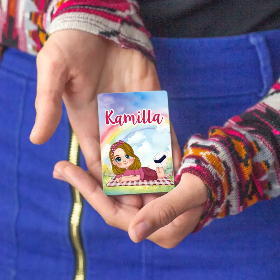Szerkeszthető karakteres egyedi ajándék mágnes kislányoknak saját névvel