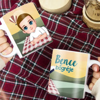  Szerkeszthető karakteres egyedi ajándék bögre gyerekeknek kisfiús mintával