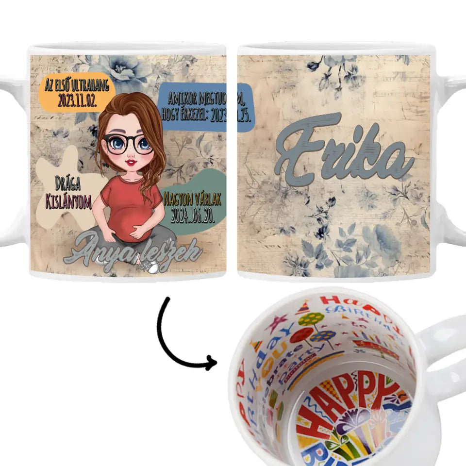 Szerkeszthető karakteres egyedi anyák napi ajándék bögre Kismamáknak