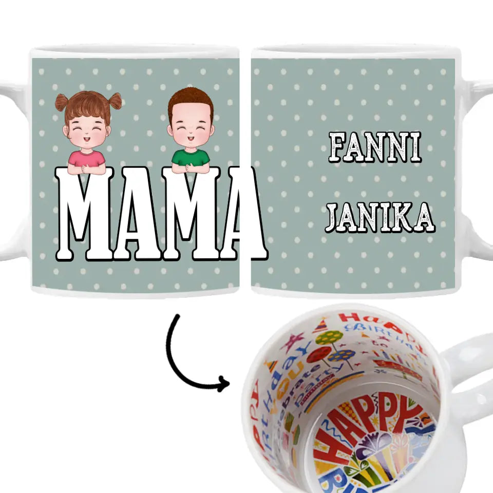 Szerkeszthető karakteres egyedi ajándék bögre Mama felirattal