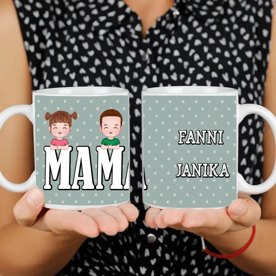 Szerkeszthető karakteres egyedi ajándék bögre Mama felirattal