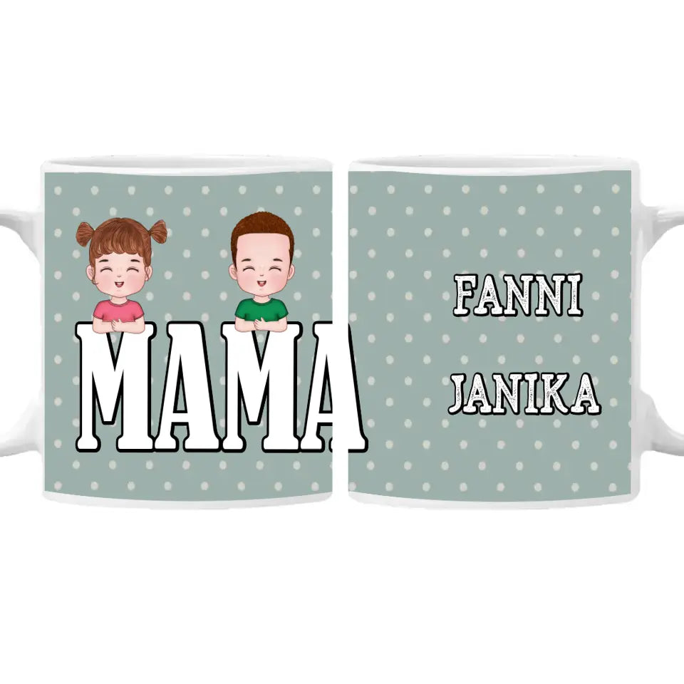 Szerkeszthető karakteres egyedi ajándék bögre Mama felirattal