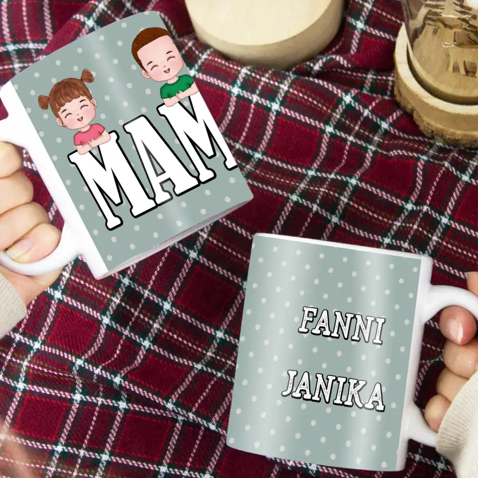 Szerkeszthető karakteres egyedi ajándék bögre Mama felirattal