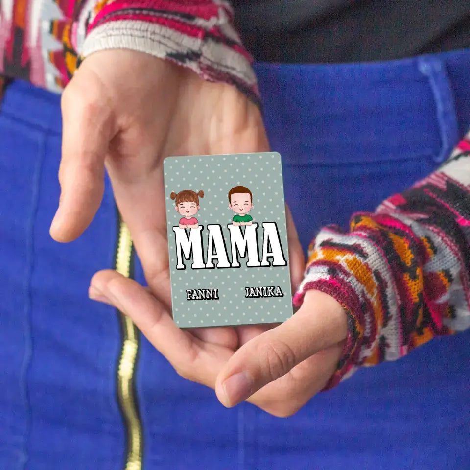 Szerkeszthető karakteres egyedi ajándék mágnes Mama felirattal