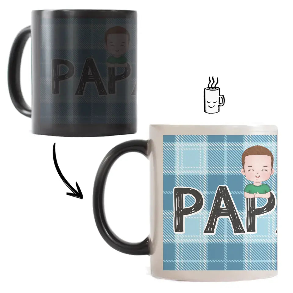 Szerkeszthető karakteres egyedi ajándék bögre Papa felirattal
