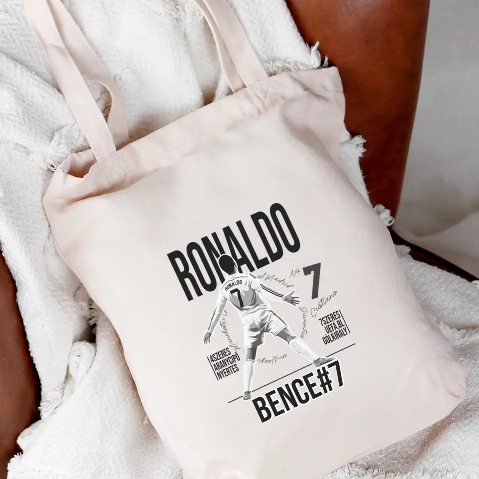 Személyre szabható ajándék focis vászontáska - Cristiano Ronaldo