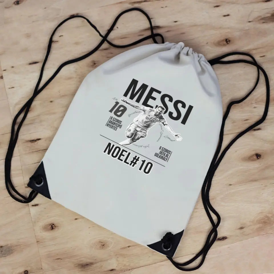 Személyre szabható ajándék focis tornazsák - Messi