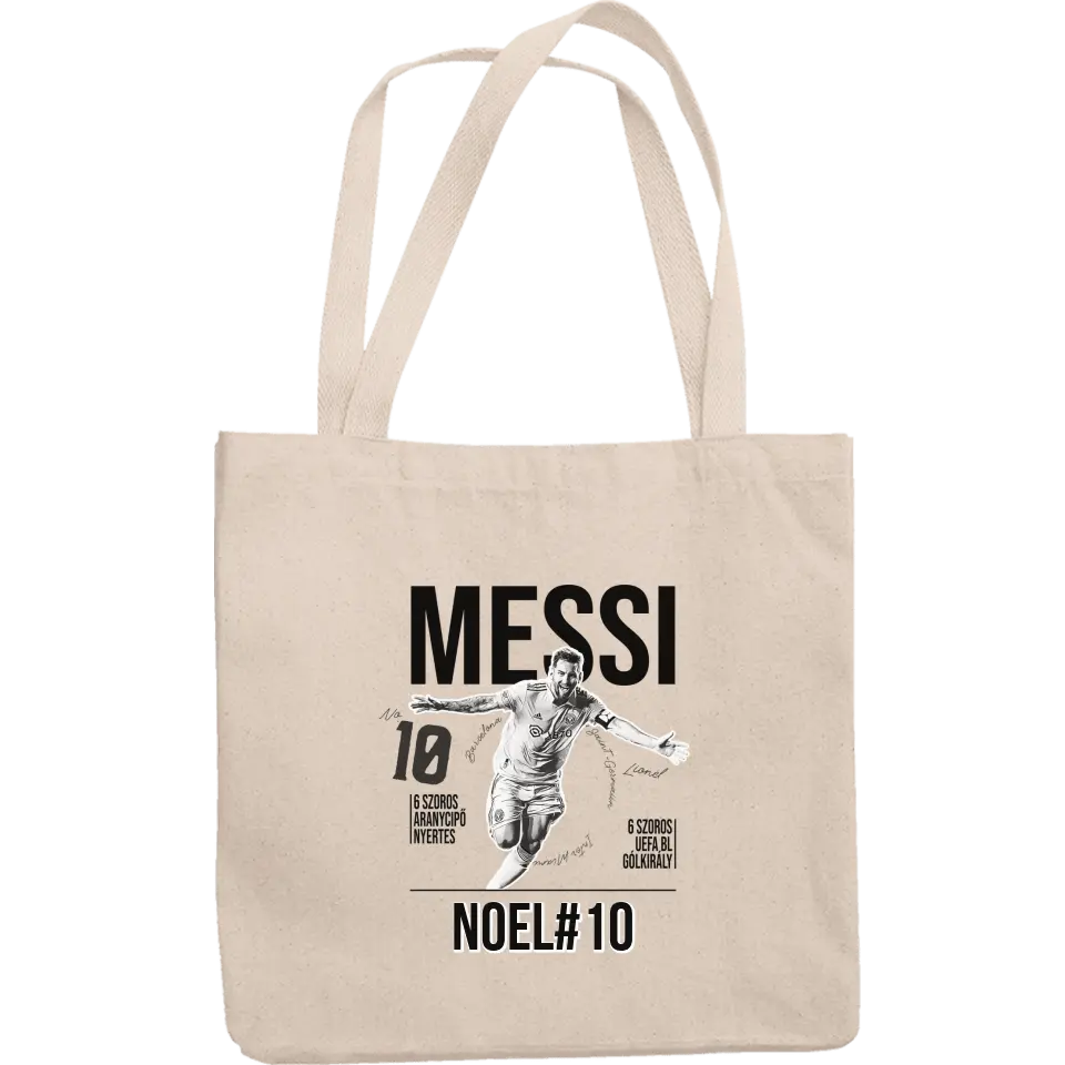 Személyre szabható ajándék focis vászontáska - Messi