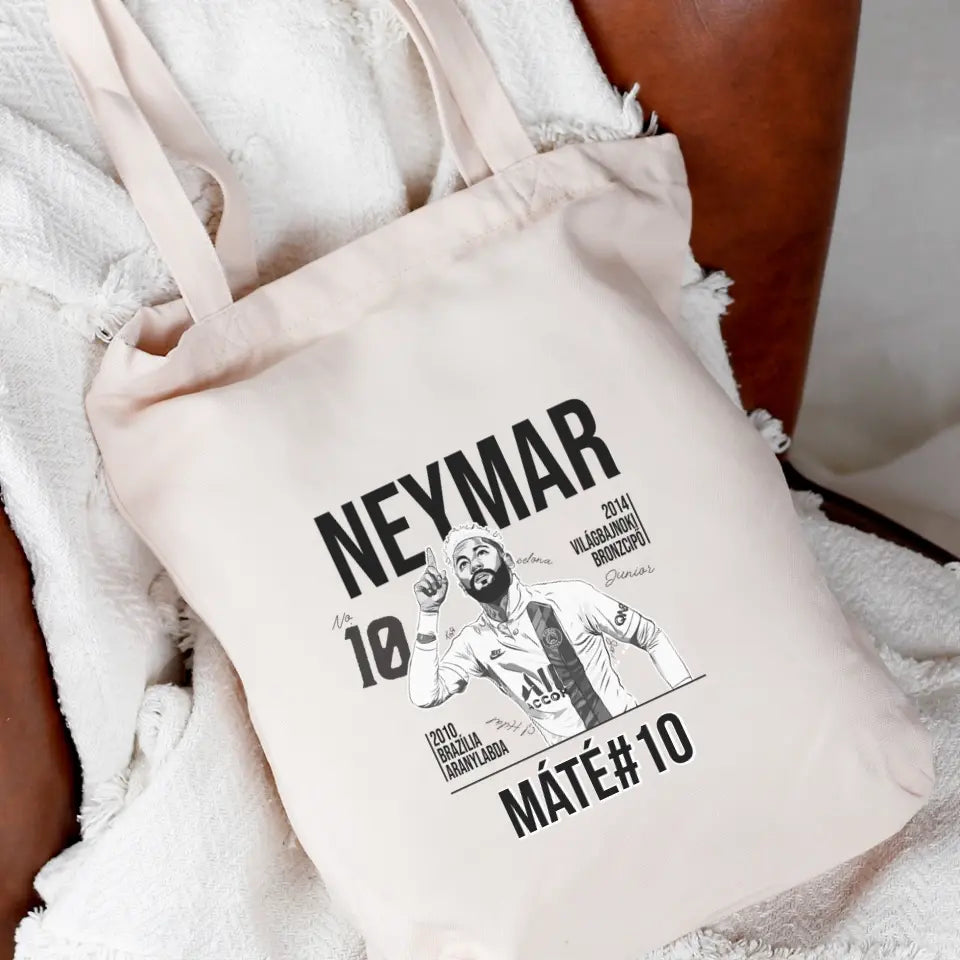 Személyre szabható ajándék focis vászontáska - Neymar