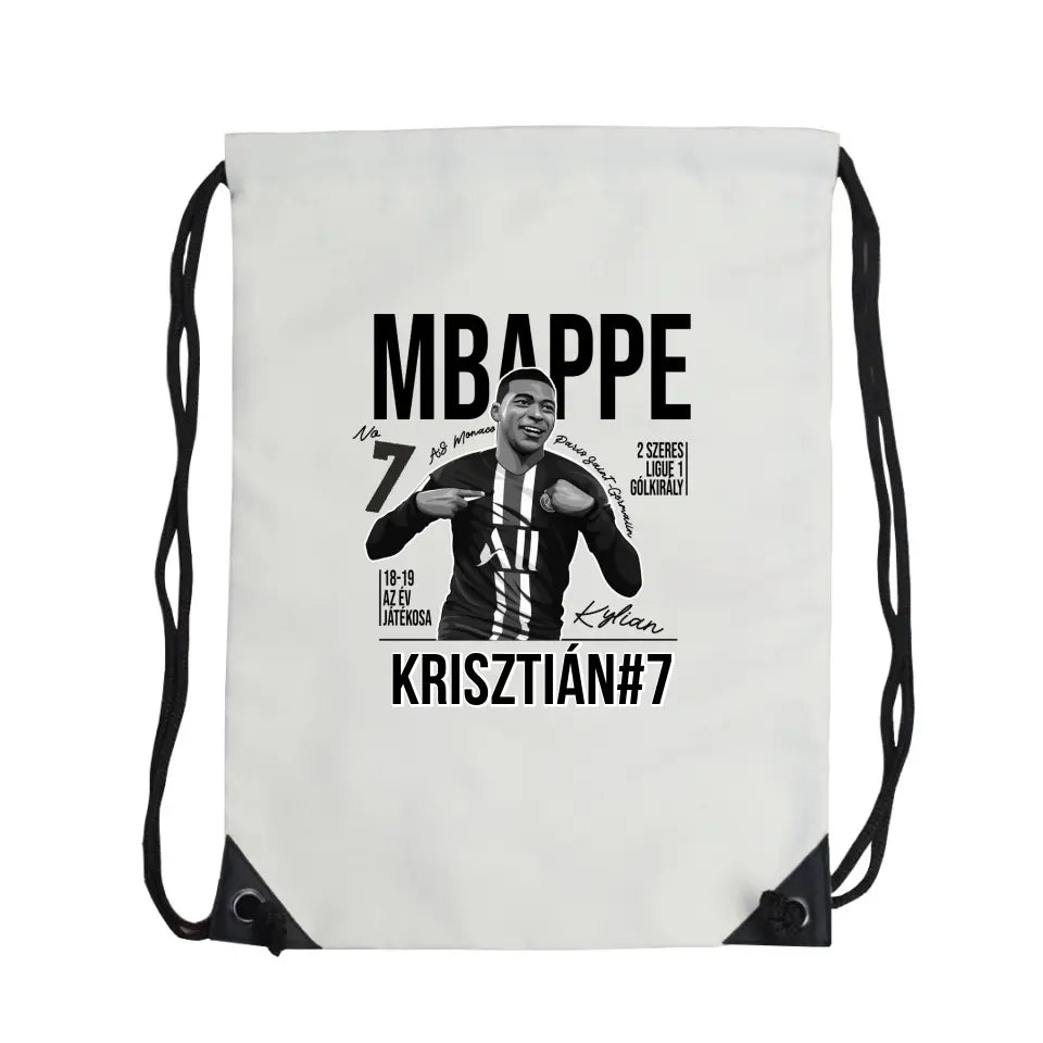 Személyre szabható ajándék focis tornazsák - Mbappe