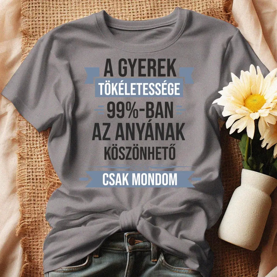 A gyerek tökéletessége szerkeszthető női póló szürke