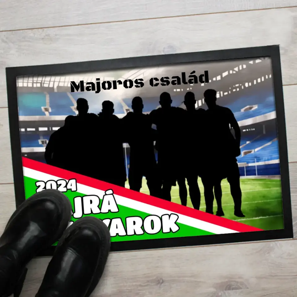 Hajrá Magyarok focis lábtörlő egyedi névvel