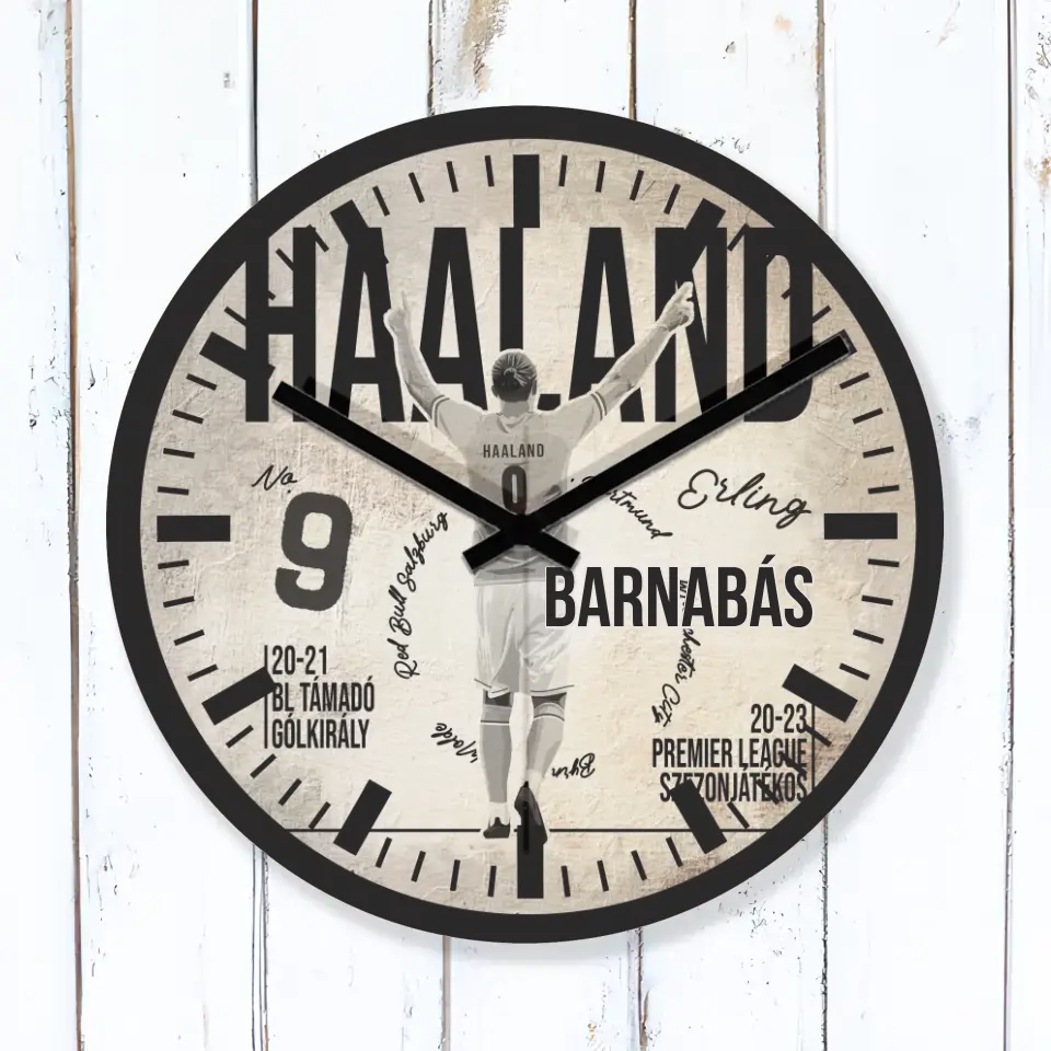 Egyedi focis ajándék falióra - Haaland