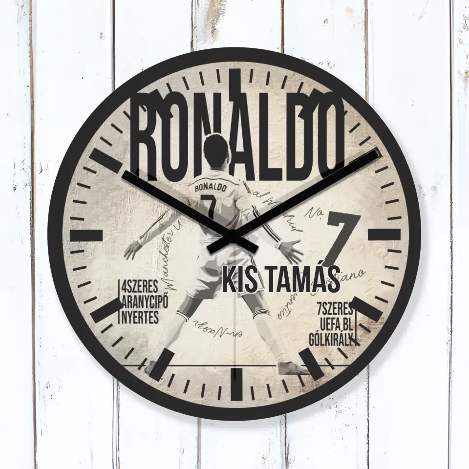 Egyedi focis ajándék falióra - Ronaldo
