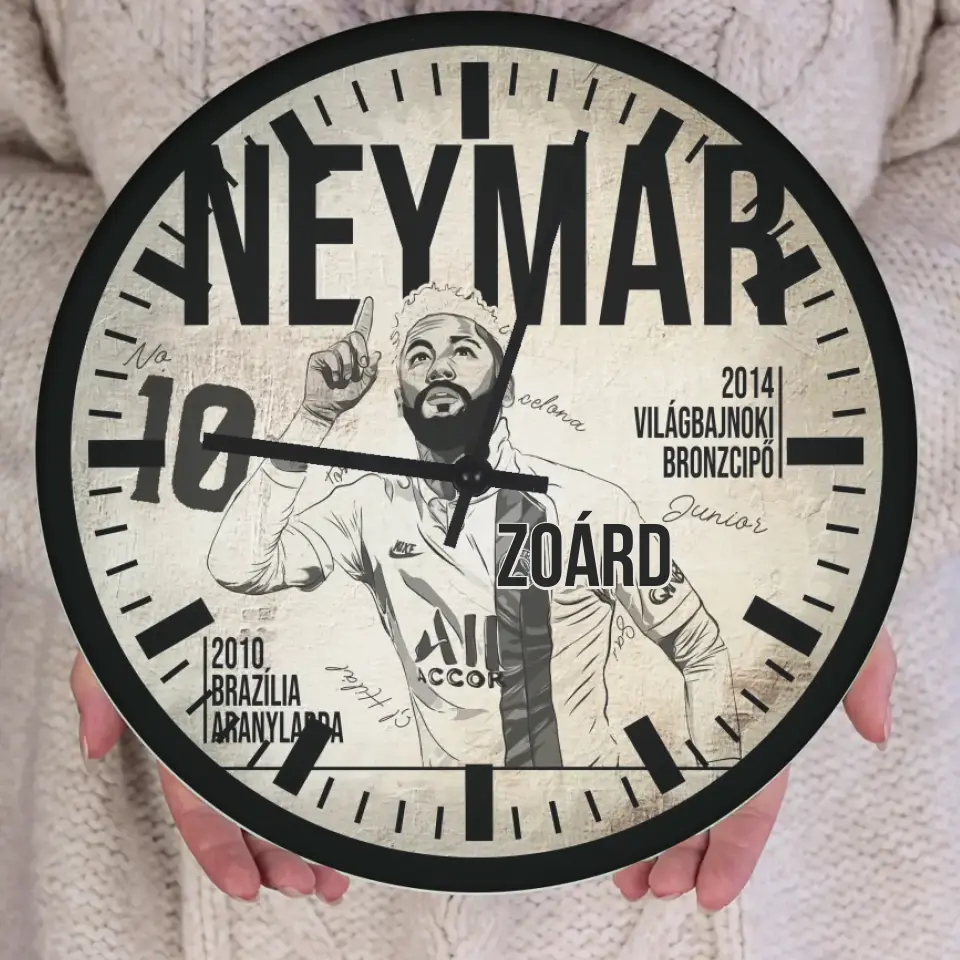 Egyedi focis ajándék falióra - Neymar