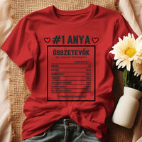 Egyedi ajándék anyukáknak - Anya összetevői póló piros