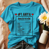 Egyedi ajándék anyukáknak - Anya összetevői póló türkiz