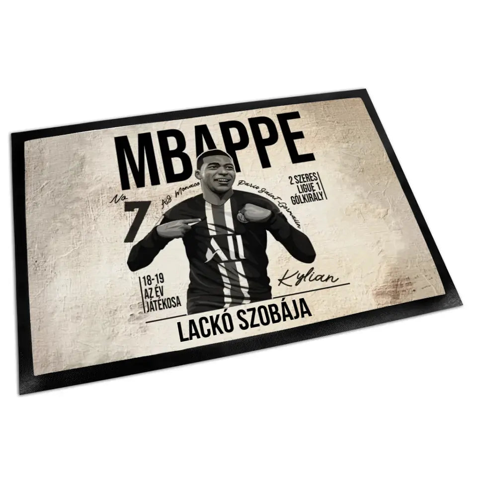 Egyedi neves Mbappe lábtörlő szőnyeg 