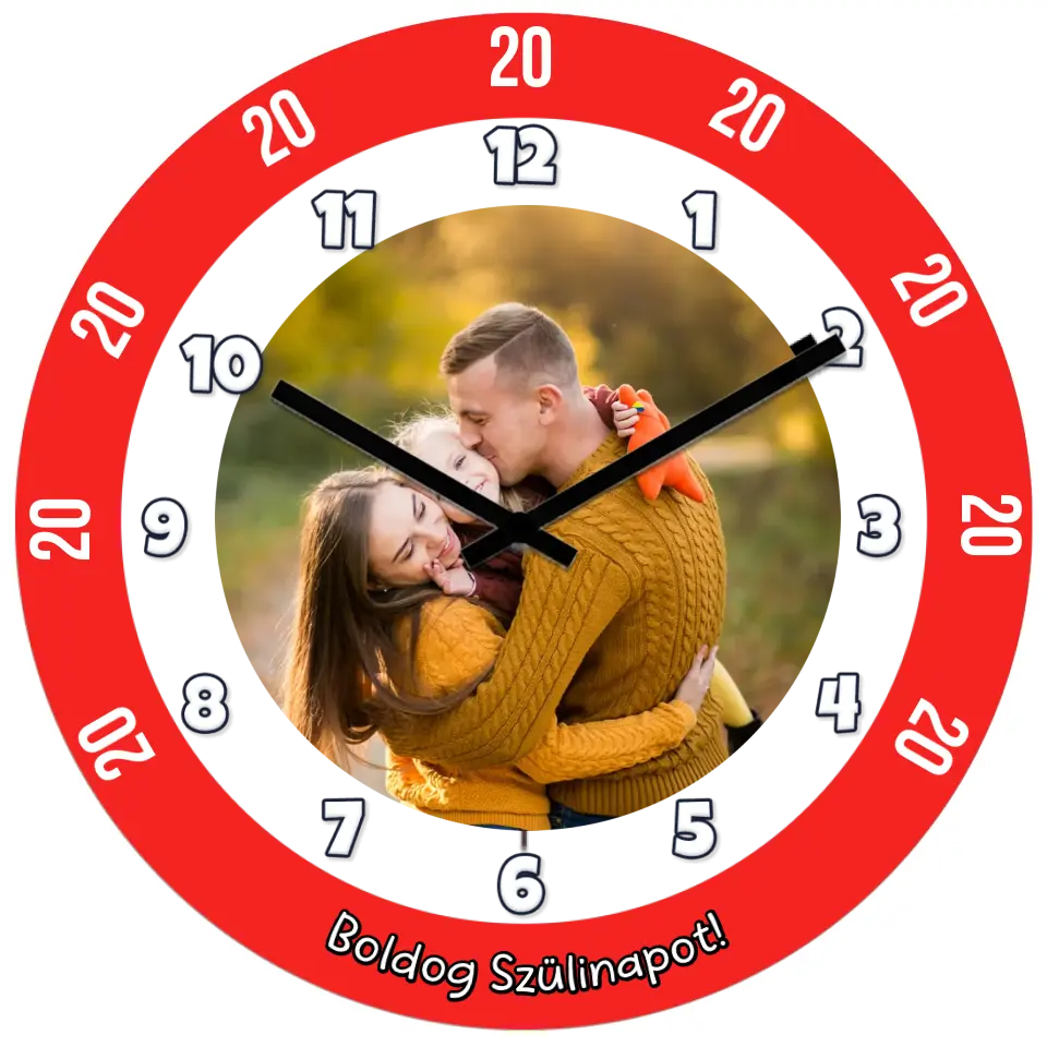 Húszas szülinapi óra képpel