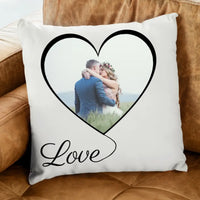 Szív keretes fényképes párna Love felirattal