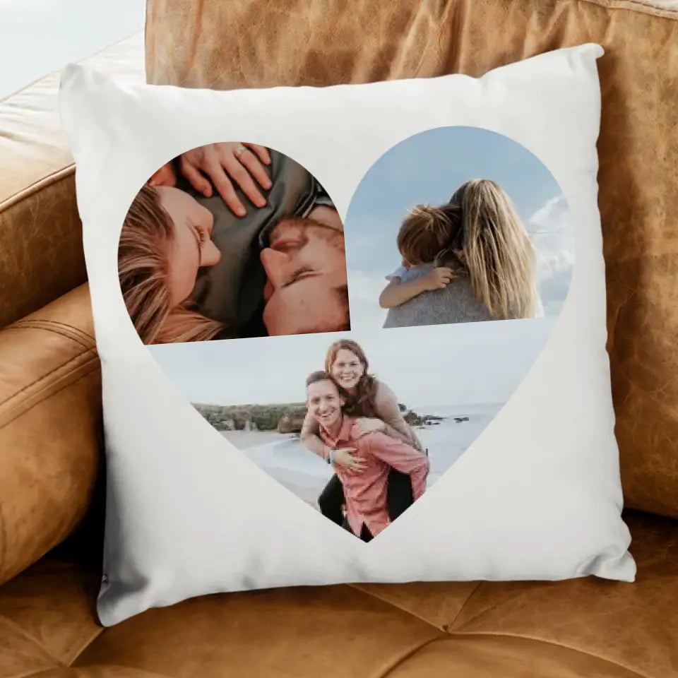 Szív alakú egyedi fényképes párna