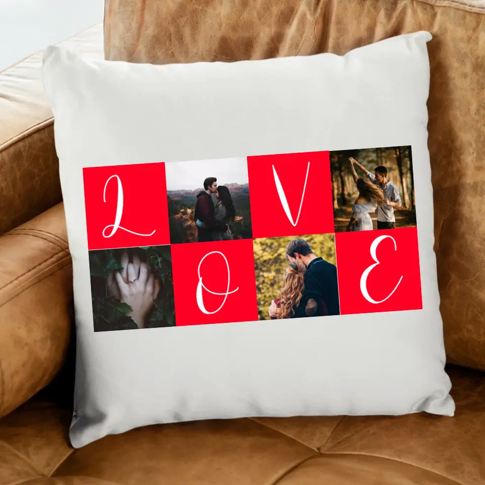 Love feliratos egyedi képes párna