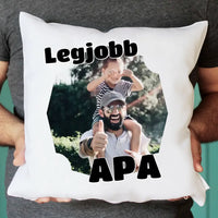 Legjobb apa feliratos párna egy képpel