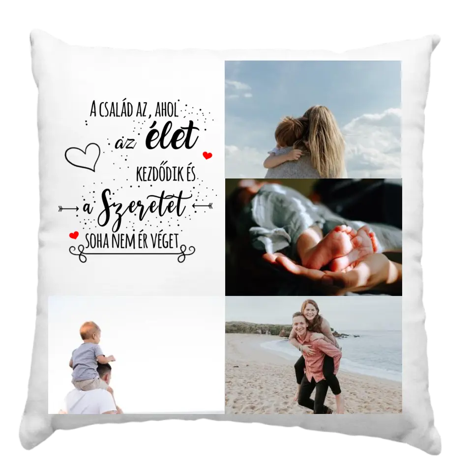 Egyedi fényképes párna családos idézettel