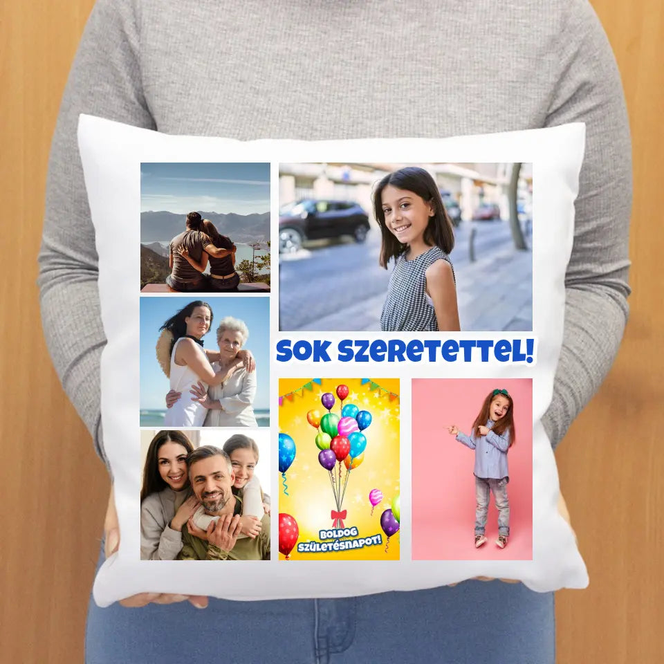 Születésnapi párna hat képpel