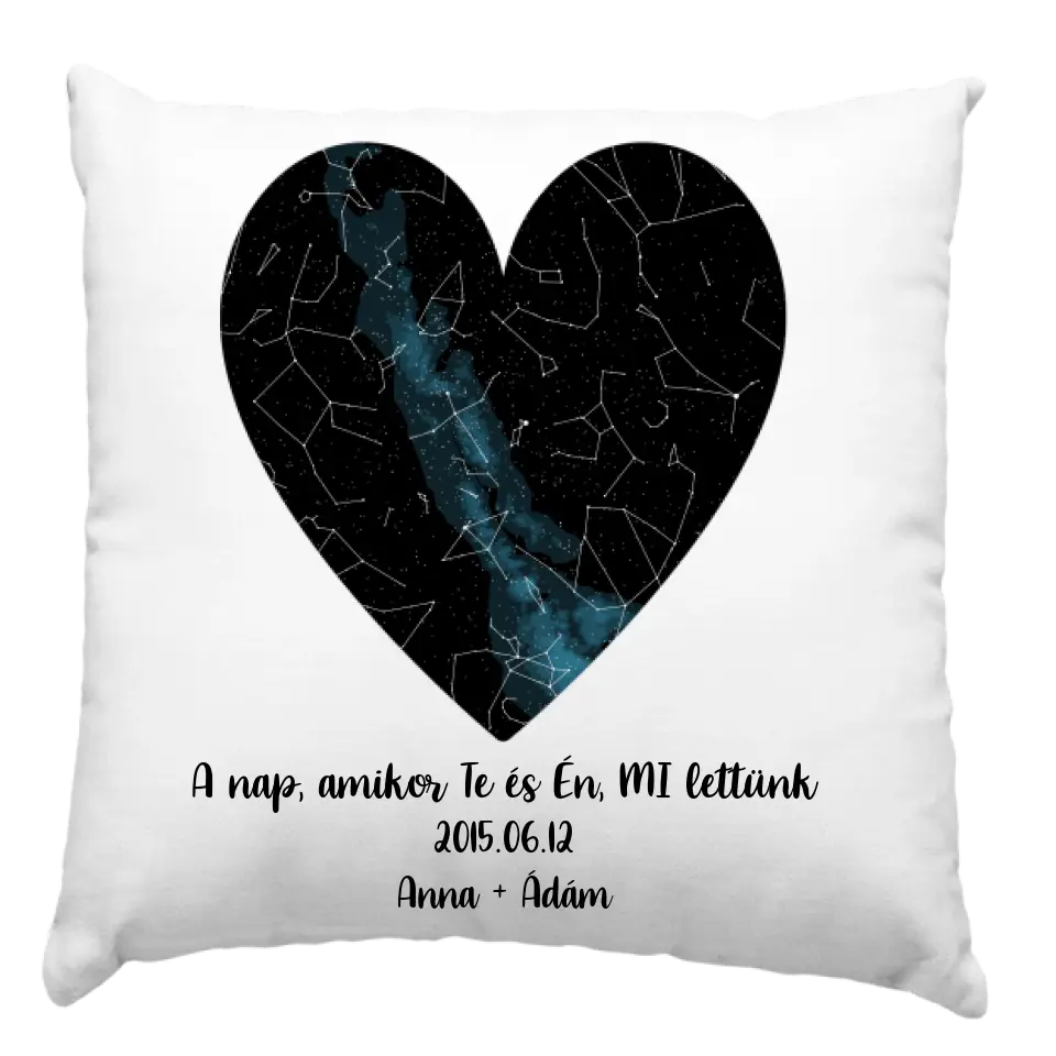 Csillagtérképes szív egyedi párna
