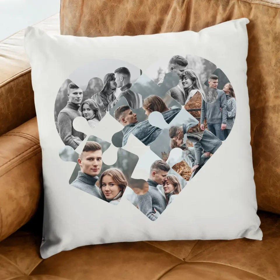 Mozaik mintás szív puzzle párna