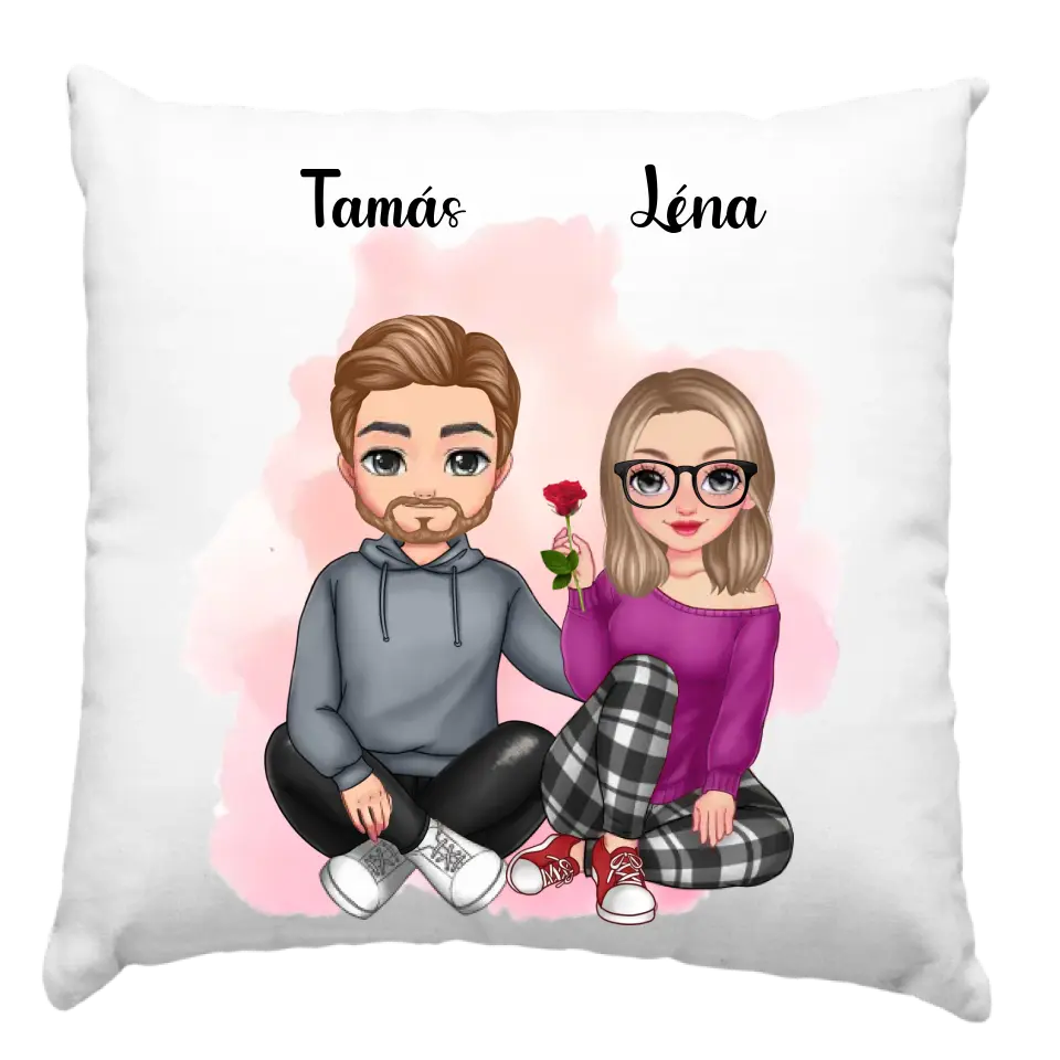 Valentin napi cuki páros párna