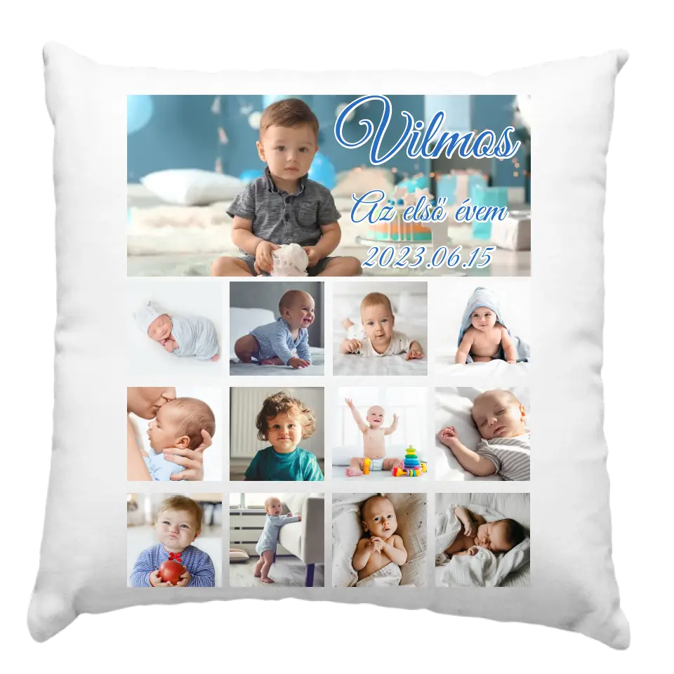 Az első év szülinapi ajándék párna fotóval