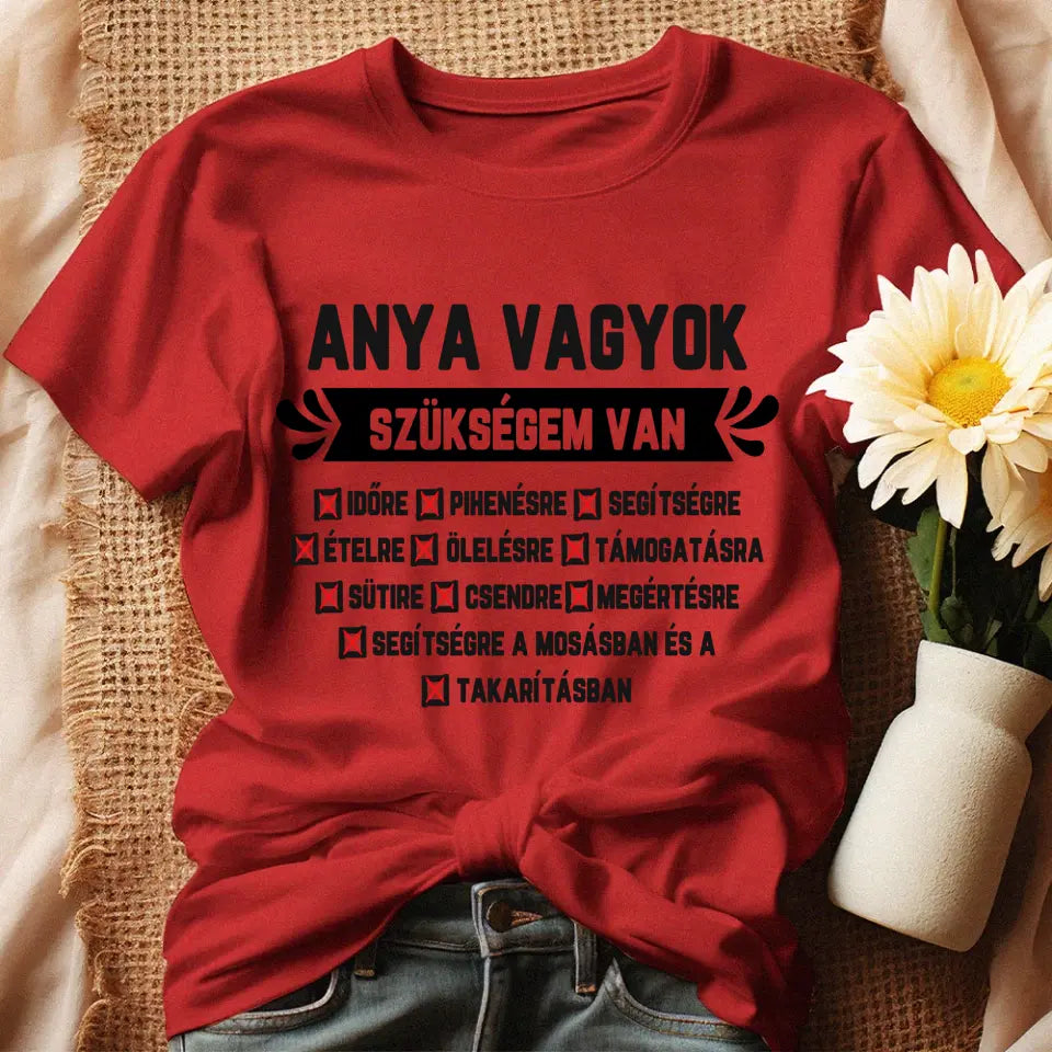 Egyedi ajándék anyukáknak - Anya vagyok piros
