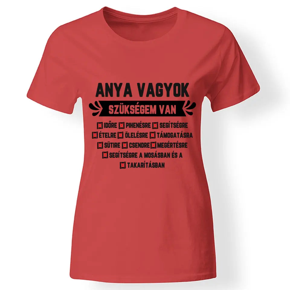 Egyedi ajándék anyukáknak - Anya vagyok piros