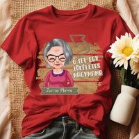 Egyedi ajándék nagymamáknak - Szerkeszthető karakteres Tökéletes Nagymama póló piros