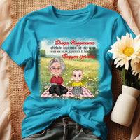 Egyedi ajándék nagymamáknak - Szerkeszthető karakteres Drága nagymama póló türkiz