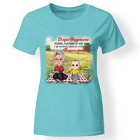 Egyedi ajándék nagymamáknak - Szerkeszthető karakteres Drága nagymama póló türkiz