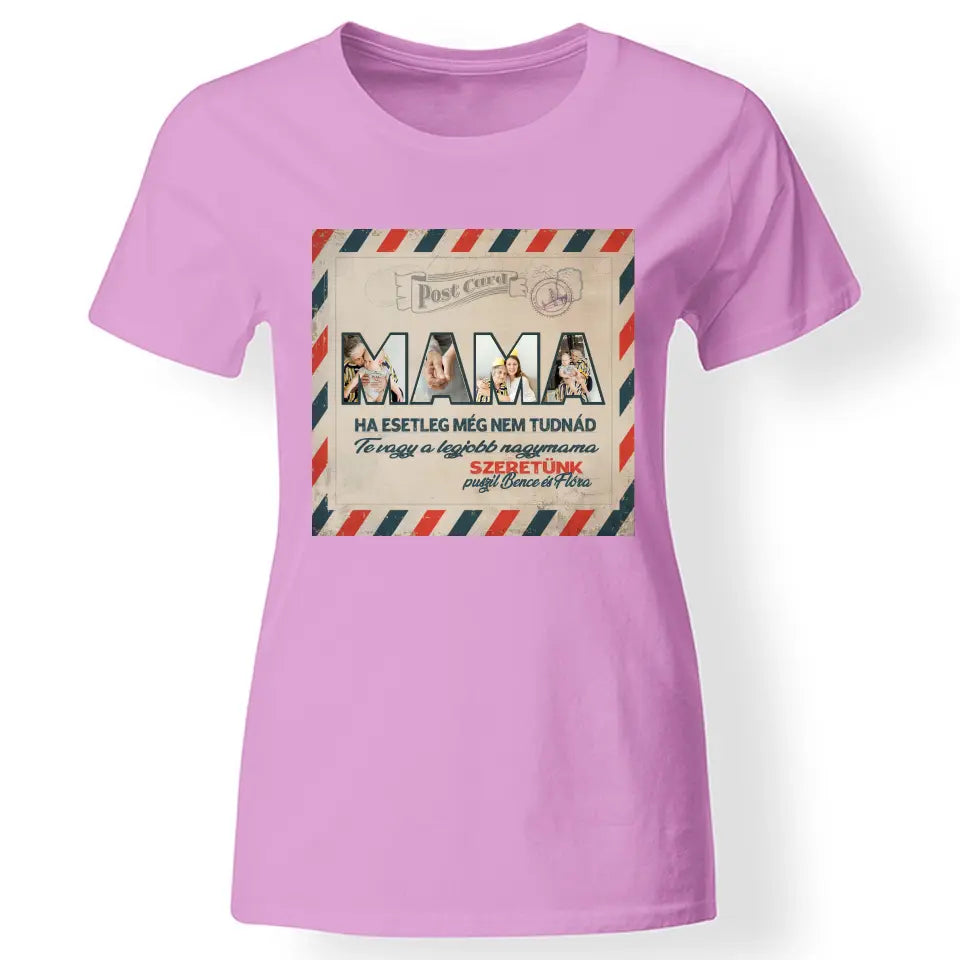 Fényképes ajándék nagymamáknak - Mama feliratos póló rózsaszín