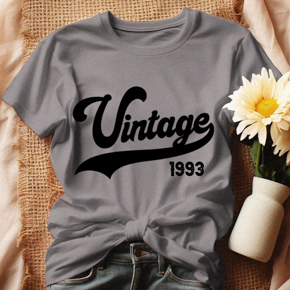 Szülinapi ajándék nőknek - Vintage évszámos női póló szürke