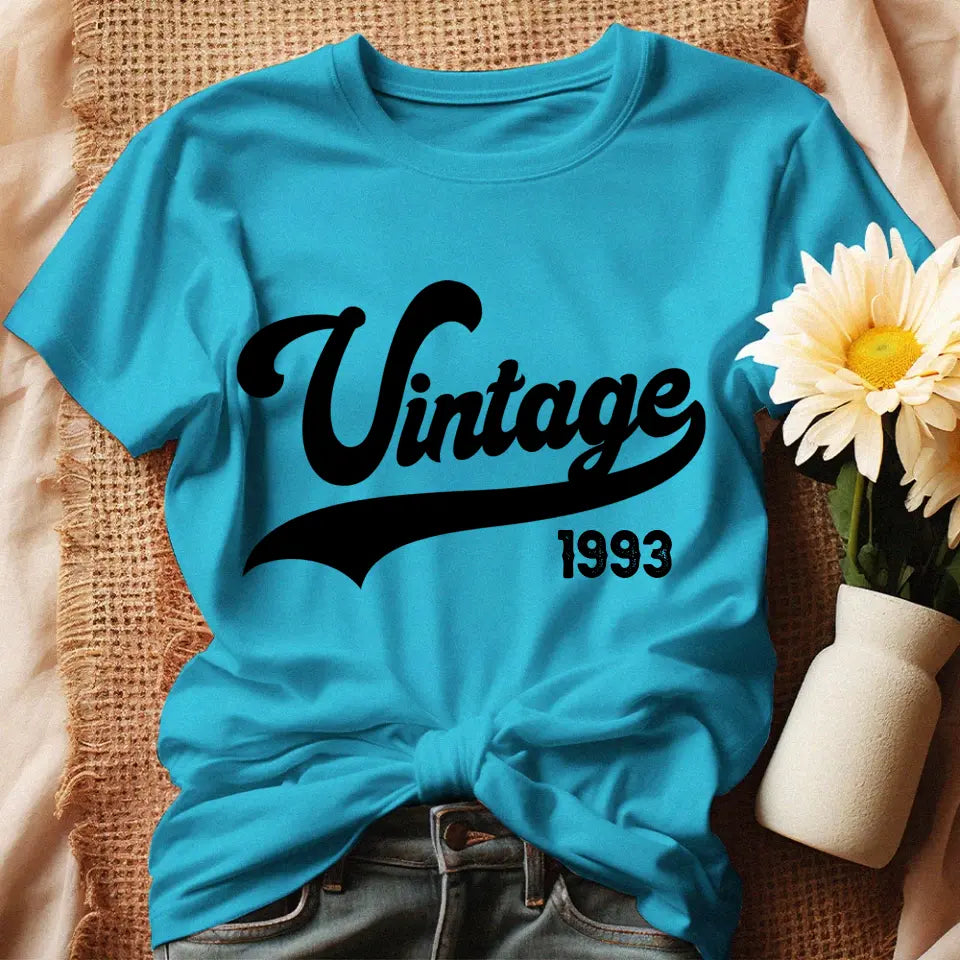 Szülinapi ajándék nőknek - Vintage évszámos női póló türkiz