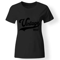 Szülinapi ajándék nőknek - Vintage évszámos női póló fekete