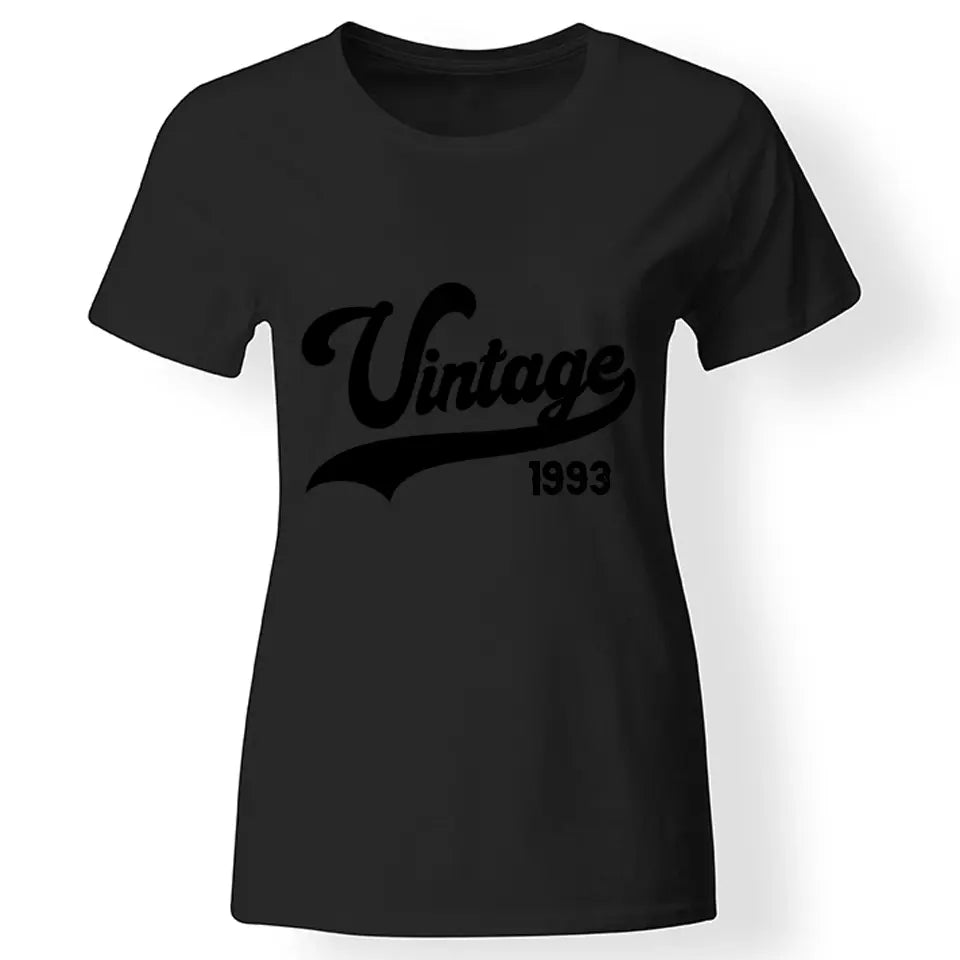 Szülinapi ajándék nőknek - Vintage évszámos női póló fekete