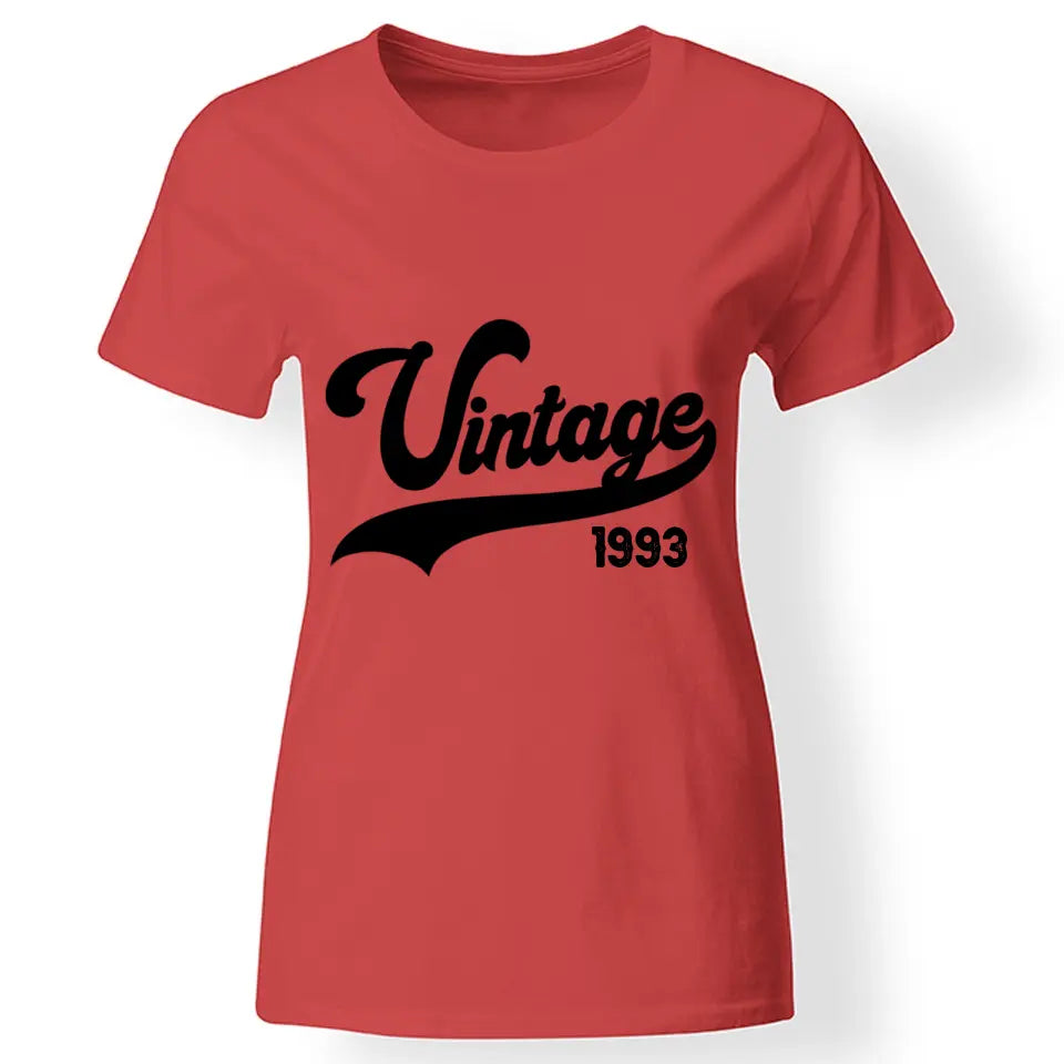 Szülinapi ajándék nőknek - Vintage évszámos női póló piros