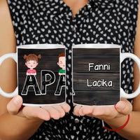 Szerkeszthető cuki karakteres egyedi ajándék bögre Apa felirattal